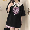 Kuromi Inspired Black T-shirt with Detachable Peter-pan Collar