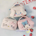 Cinnamoroll Hello Kitty My Melody Inspired Portable Plush MakeUp Bag with Handle