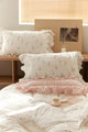 Pastoral Baby Pink Floral Cotton Bedding Duvet Sheet Set Queen King Size