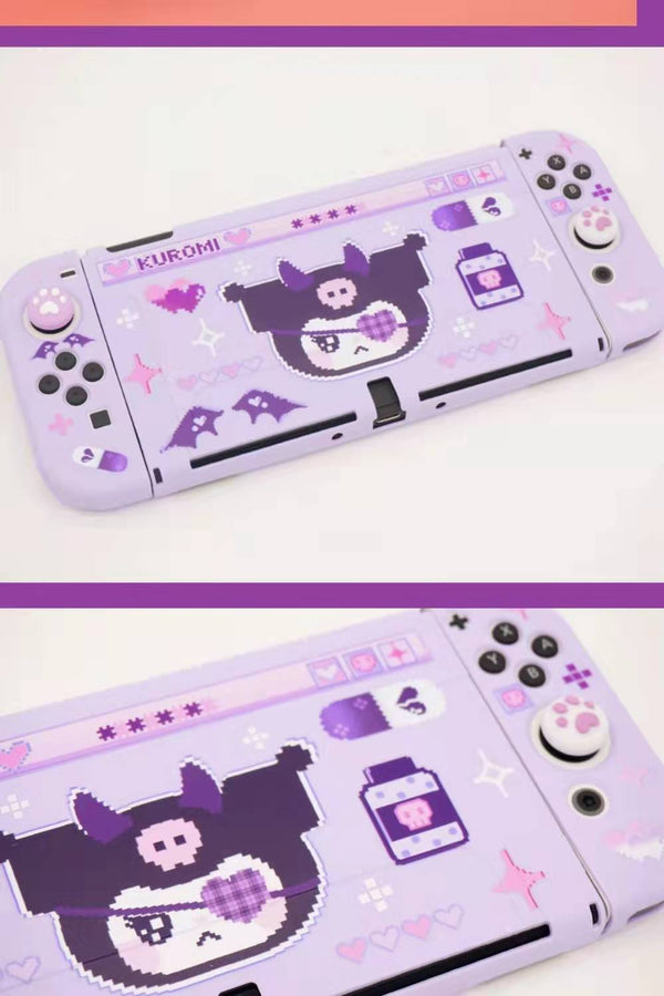 Kuromi Inspired Switch OLED Joy-Con Case with screen protector