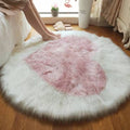 Round Pink And White Heart Plush Area Rug 80 cm 100 cm 120 cm