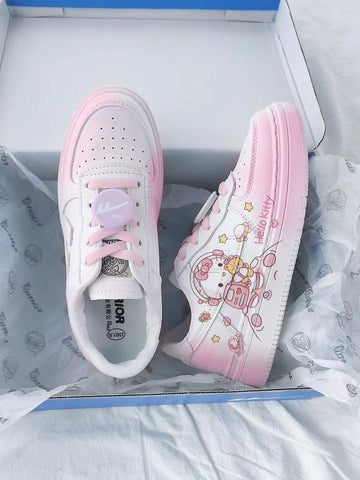 Hello Kitty Inspired Pink and White Gradient Sneakers Trainers