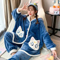 Sailor Moon Artemis Inspired Flannel Hooded Pajama Set Kawaii Cute