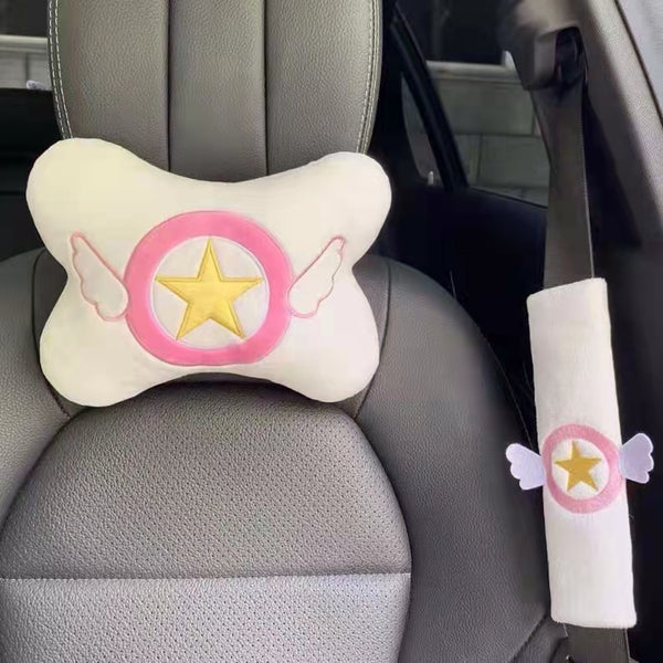 Cardcaptor Sakura Inspired Dormat Form Car Headrest Neck Pillow Seatbelt Cover