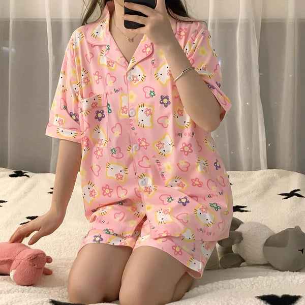 Sanrio, Intimates & Sleepwear, Sanrio Hello Kitty Womens Medium 8 Pink  And White Fleece Pj Set