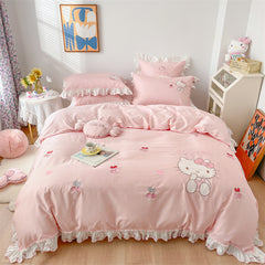 My Melody Inspired Pink Cotton Duvet Sheet Bedding Set Queen Twin King –  PeachyBaby