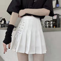 White Pleated Skirt with Lace Up Tie on One Side