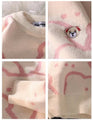 Bear Printing and Embroidery Pink Blue Grey Sweater