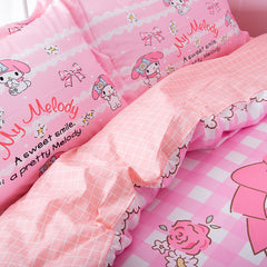 My Melody Inspired Pink Cotton Duvet Sheet Bedding Set Queen Twin King –  PeachyBaby