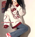 Hello Kitty Inspired Cream White and Burgundy Red Sweater Jumper