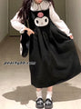 Kuromi Inspired Black Long Tent Dress and White Long Sleeve Button Front Peter Pan Collar Shirt