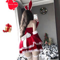 Christmas Bunny Girl Pink / Red Velvet Costume 5 Pcs Set