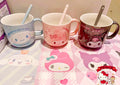 Kawaii Cute Kuromi My Melody Cinnamoroll Ceramic Mug with Teaspoon