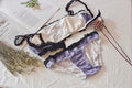 Kuromi Cotton Lingerie Bra with Back Closure and Underwear Purple Two Piece Set