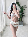 White Swimsuit 2 Pcs Set with One Shoulder Strap