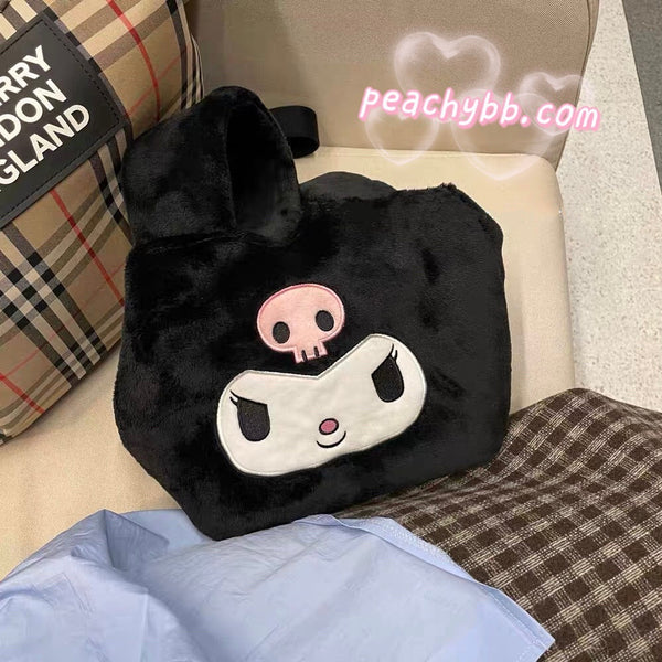 Kuromi and My Melody Inspired Plush Tote Bucket Bag