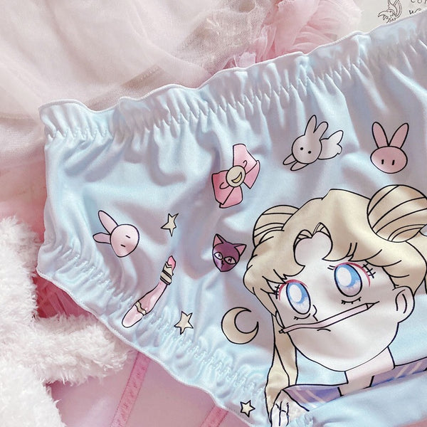 Sailor Moon Panties Underwears Pink Blue 4 pcs