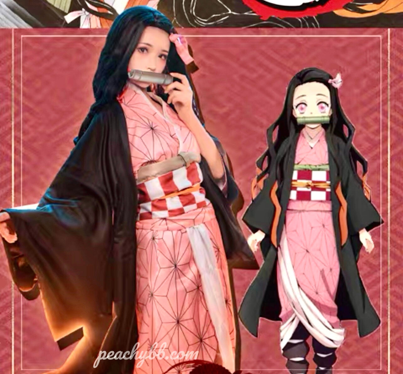 Nezuko Kamado Cosplay Halloween Costume Full Set – PeachyBaby