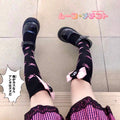 Pink and Black Skeleton Knee-High Socks