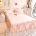Peachy Pink and White Lace Ruffle Edge Bedding Duvet Sheet Set Queen King Size