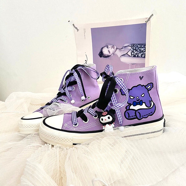 Kuromi Inspired Canvas High-Top Sneakers Shoes Purple