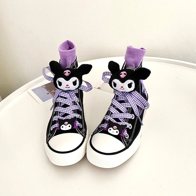 Kuromi Inspired Black and White Canvas High-Top Sneakers Shoes – PeachyBaby