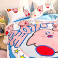 Kirby Inspired Duvet Set Single Queen King Twin Full Size【100% Cotton】 Cute Cartoon Pillowcase Flat Sheet Pillowcases