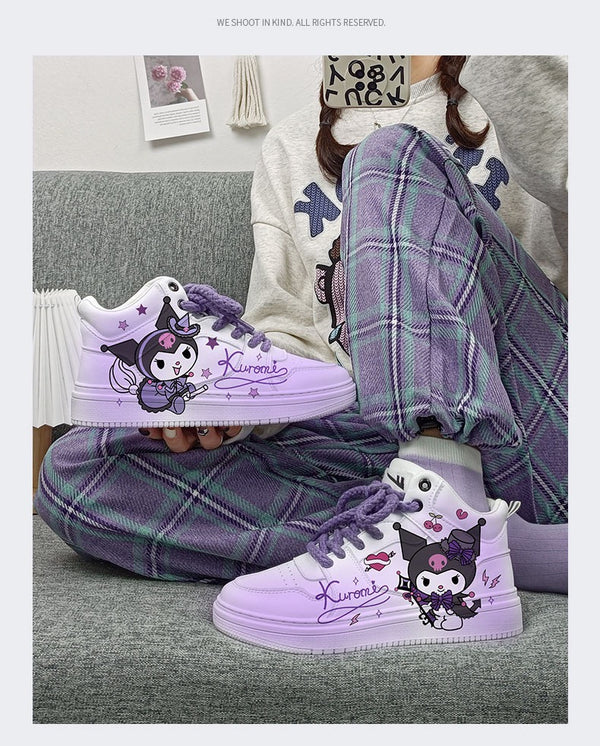 Witch Kuromi Inspired Purple and White Gradient High-Top Sneakers Trainers Runners