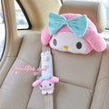 Kuromi My Melody Inspired Car Neck Headrest Pillow and Seatbelt Covers