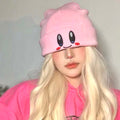 Kirby Beanie Pink and White