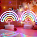 Cute Rainbow Neon Light Table Lamp Battery Powered