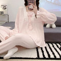 Baby Pink Soft Aesthetic Women's Long Sleeve and Pants Pajama Set