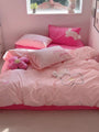 Pink Bunny Emboidered Cotton Bedding Duvet Cover Set Queen King Size Set