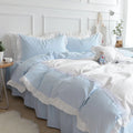 Baby Blue Ruffle Edge Bedding Duvet Sheet Set