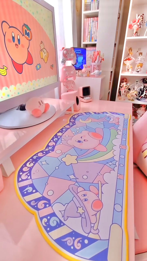 Kirby Inspired Large Keyboard and Mouse Pad