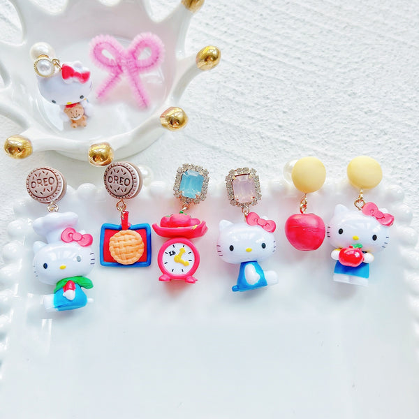 Hello Kitty Inspired Drop Earrings
