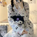 Kuromi Inspired Purple and White Long Sleeve Pajama Set