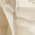 Cute Elegant Princessy Cream White Heart Pattern Simple Ruffle Edge Duvet Cover Set Single Twin Queen Size