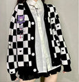 Cinnamoroll My Melody Kuromi Pompompurin Inspired Checkerboard Pattern Cardigan