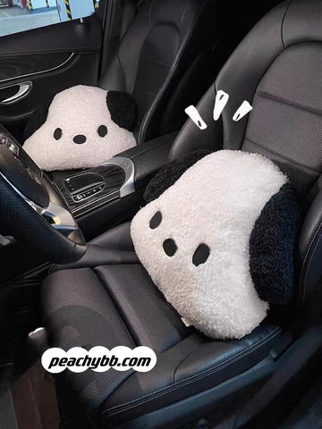 2pcs Heart Pochacco Auto Car Neck Pillow Headrest Seatbelt Cover