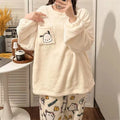 Pochacco Inspired Cream Plush Long Sleeve Pajama Set