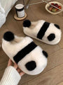 Plush Black and White Panda Slippers