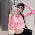 Hello Kitty Inspired Pink Long Sleeve Crop Top