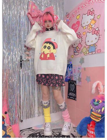 Crayon Shin-chan Inspired Pink and Blue Oversized Sweater Jumper –  PeachyBaby