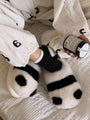 Plush Black and White Panda Slippers