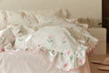 Pastoral Baby Pink Floral Cotton Bedding Duvet Sheet Set Queen King Size