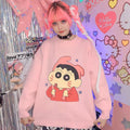 Crayon Shin-chan Inspired Pink and Blue Oversized Sweater Jumper