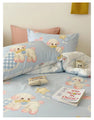 Little Lamb Baby Blue Soft Aesthetic Kawaii Cotton Bedding Duvet Cover Sheet Set Single Twin Queen Size