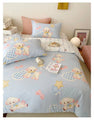 Little Lamb Baby Blue Soft Aesthetic Kawaii Cotton Bedding Duvet Cover Sheet Set Single Twin Queen Size