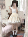 Soft Kawaii Lolita Baby Pink Black Blue White Cream Ruffled Edge Layered Skirt